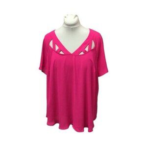 Torrid Women’s Short Sleeve V Neck Georgette Cage Front Flowy Blouse, Size 2X